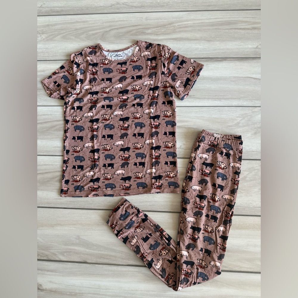 American Farm Company Two-Piece Bamboo Pajama Set Pink YL NWT IN PACKAGE